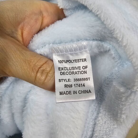Miss Elaine Soft Blue Snap-Front Plush Robe Sz XL Satin Trim Pockets Grannycore - Picture 9 of 12
